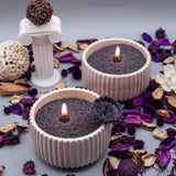 2 bougies perlées noires