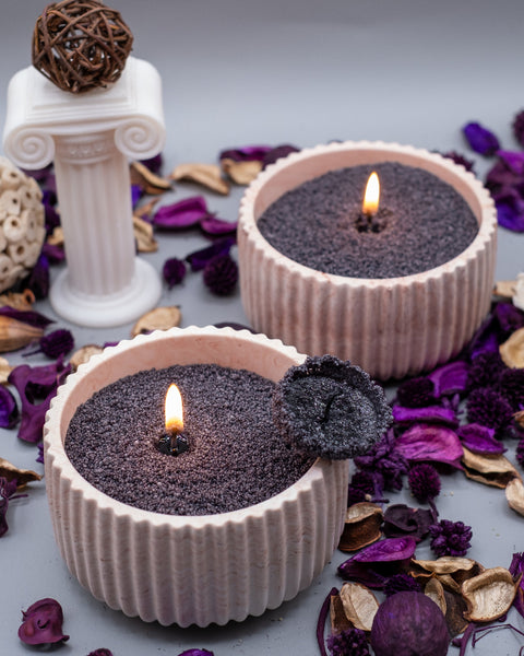 2 bougies perlées noires