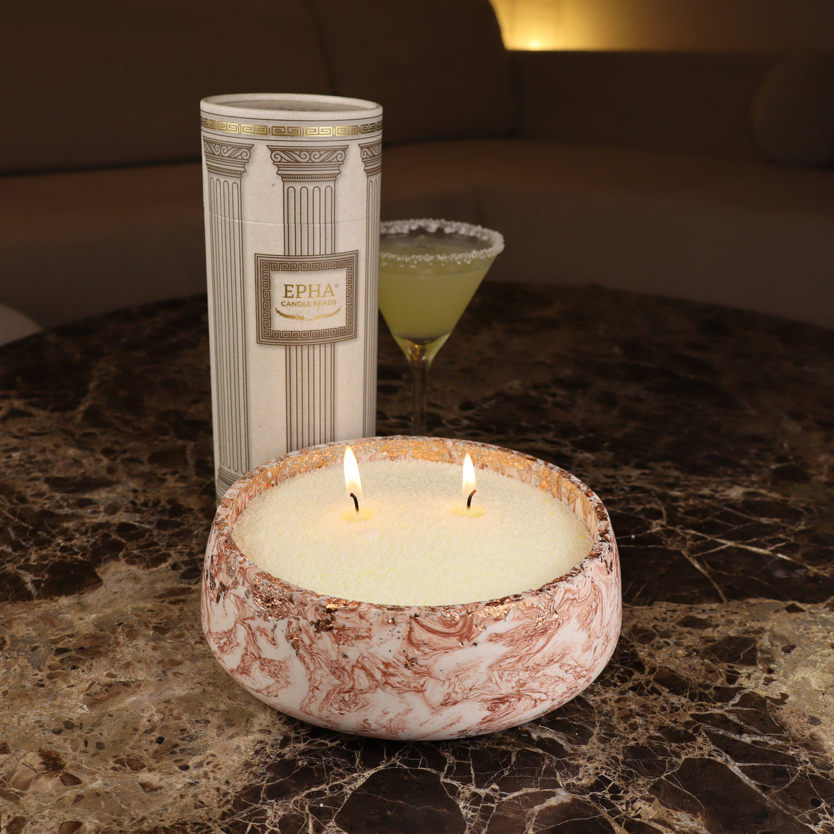 bougie en poudre cocktail champagne