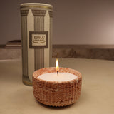 bougie en poudre dans contenant en résine terracota