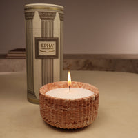 bougie en poudre dans contenant en résine terracota