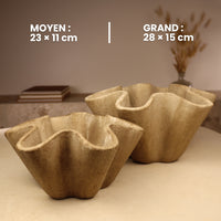 Aardewerken « Bloem » houder - beige