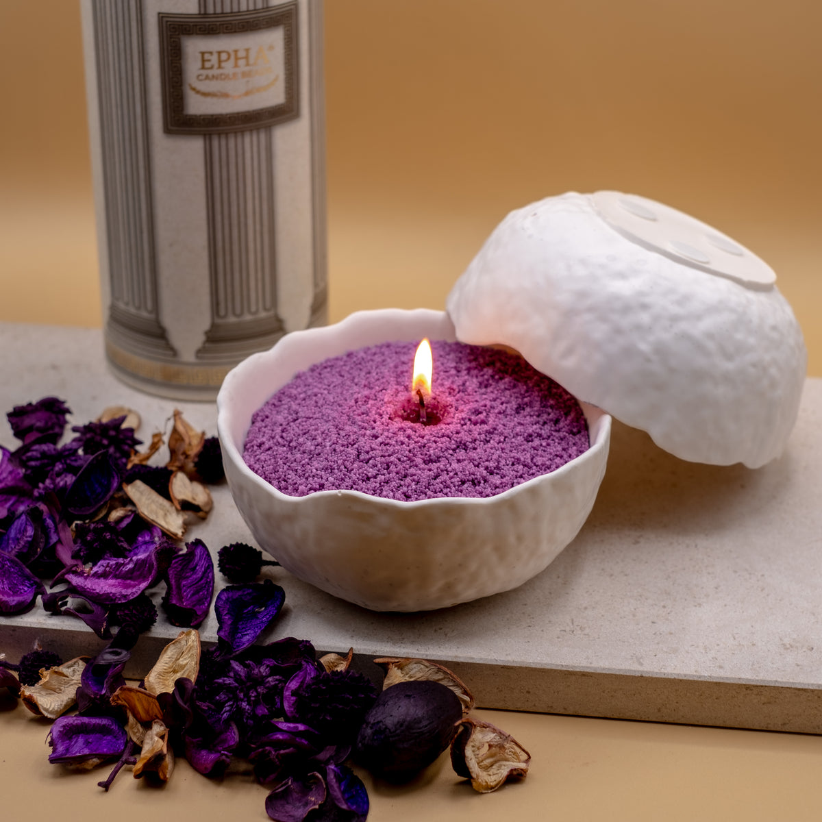 bougie mauve sable 