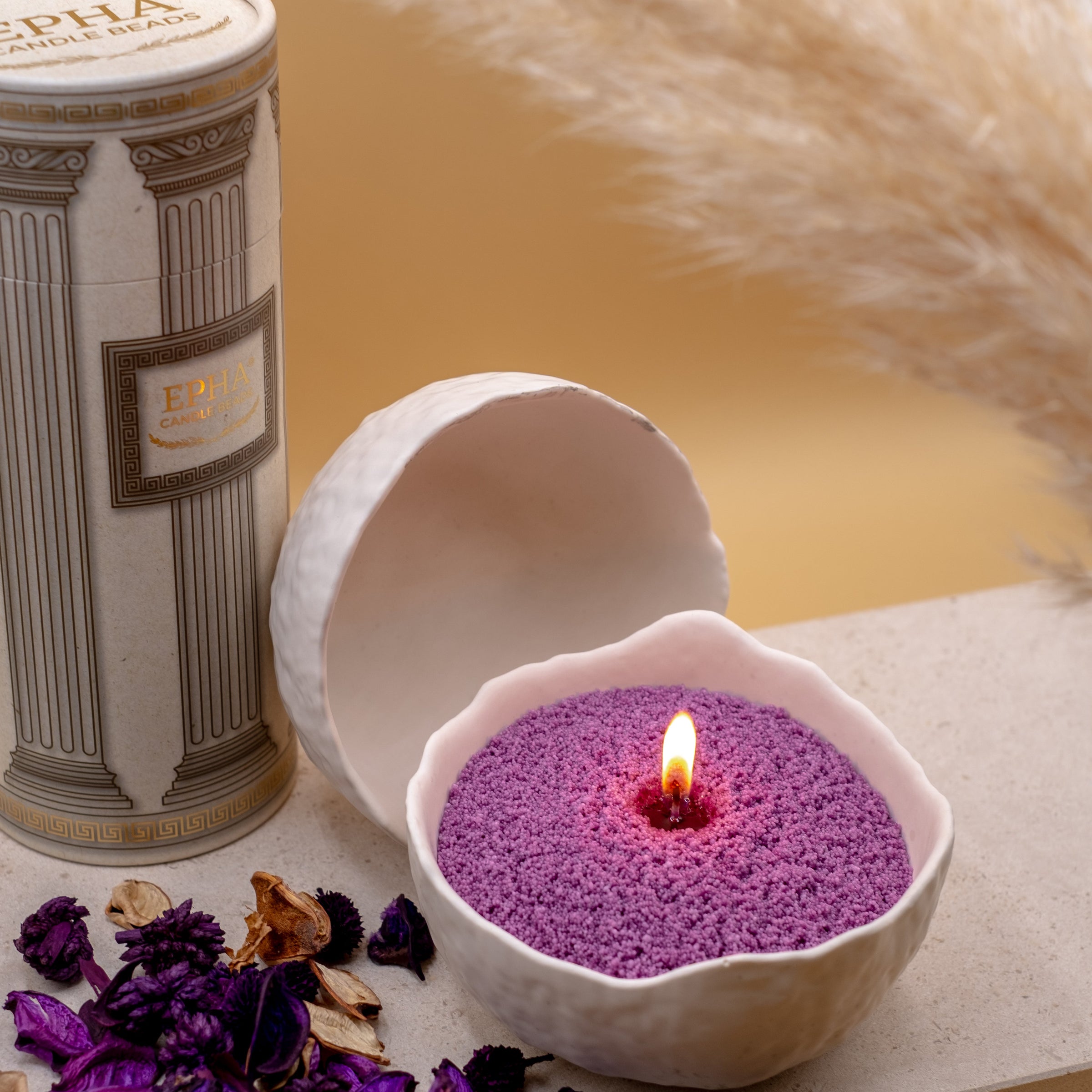 vase lune bougie perles