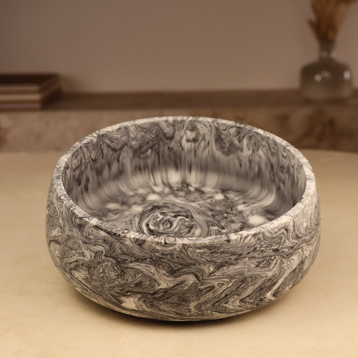 Vase en résine zèbre fait main pour bougie sable