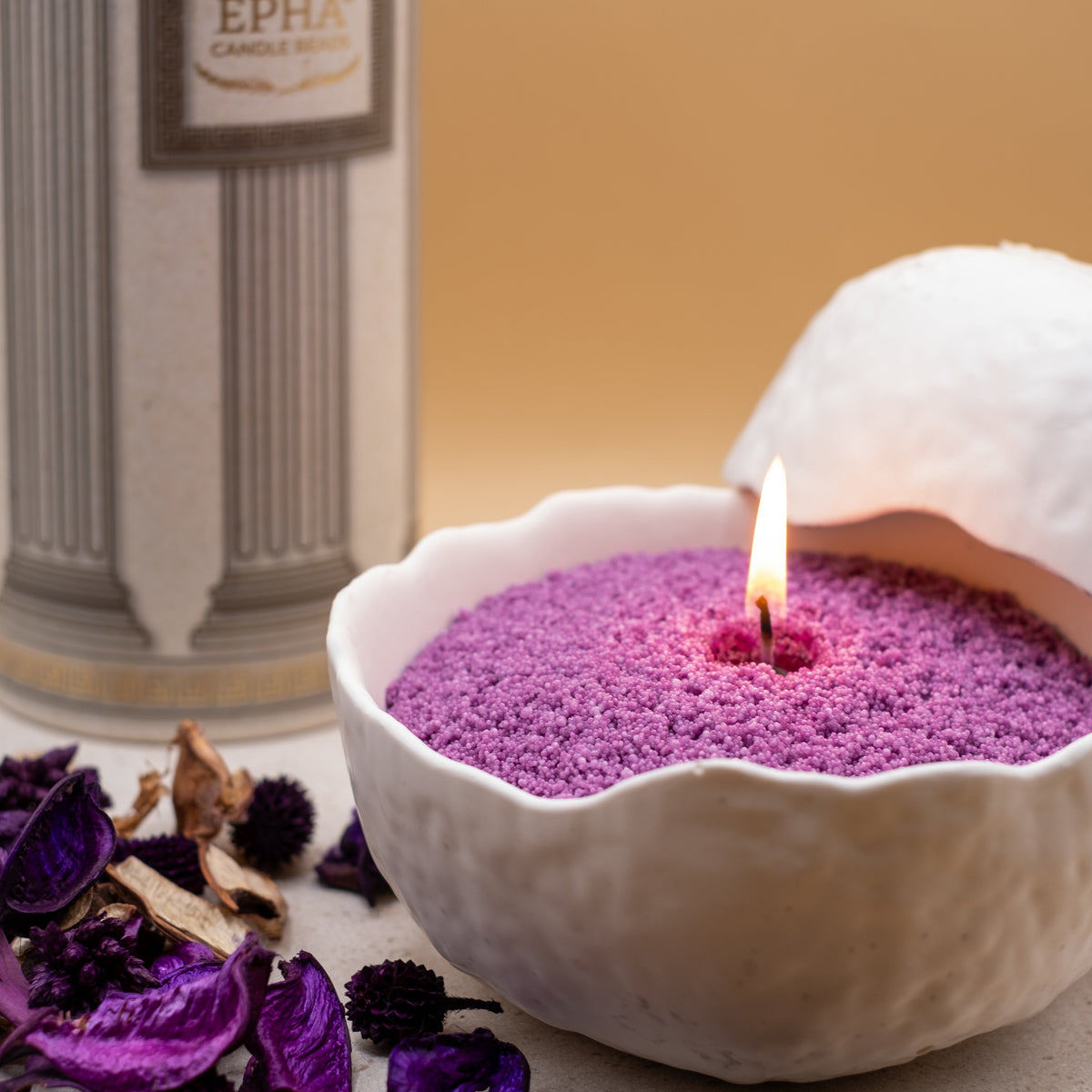 vase en résine bougie perles